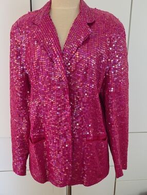 Sequin Blazer Jacket in Hot Pink